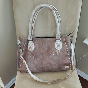 BED|STU | Rockababy Two-Tone Distressed Genuine Leather Satchel Bag NWOT